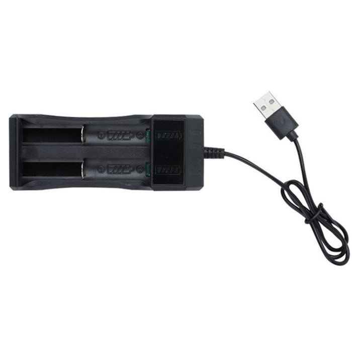 Зарядний пристрій з USB — JR2020-2 для 2 акумуляторів типу 18650, 14500, 16340 (CR123A), 10440, 18500