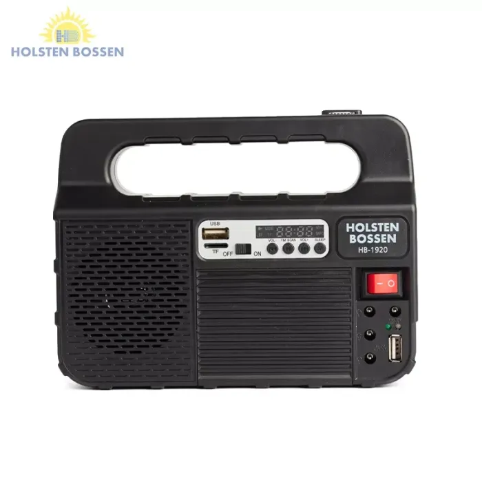 Портативна сонячна станція HB-1920 для заряджання ґаджетів — Power Bank, ліхтар, прожектор, 3 лампи, MP3, FM