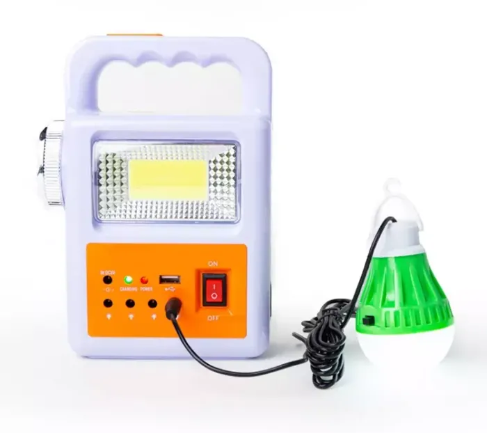 Портативна сонячна станція HB-2005s для заряджання ґаджетів — Power Bank, ліхтар, прожектор, LED-лампа