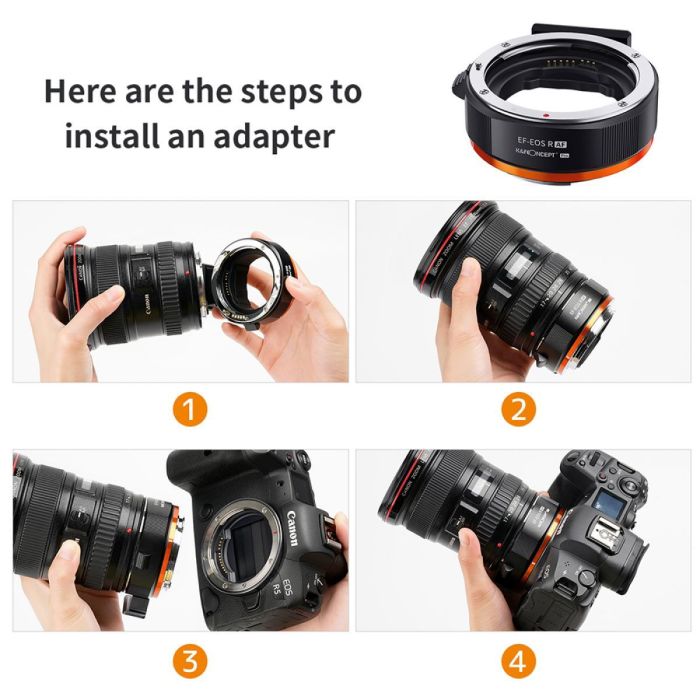 Адаптер (перехідник) автофокусний K&F Concept EF-EOS R для Canon EF, EF-S на байонет Canon EOS RF (EF-EOS RF)