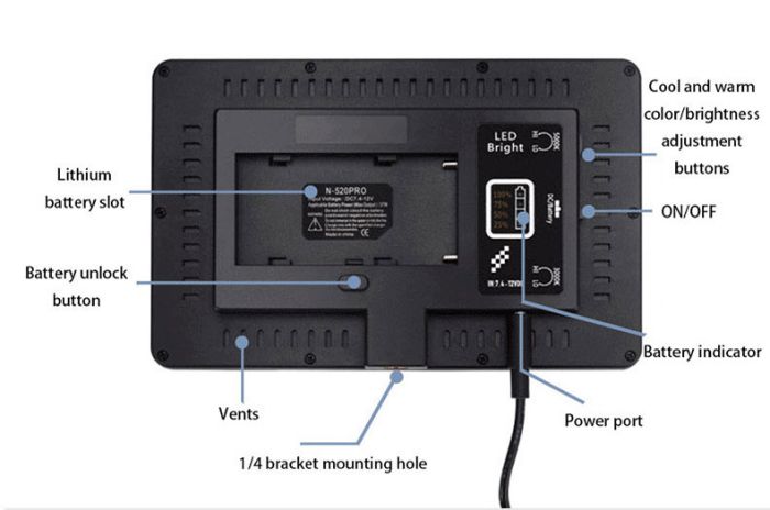 Комплект "MEDIUM M" LED-світло Teyeleec N-520PRO (3200-5600K) + мережевий адаптер 220 В + стійка 2.8 м.