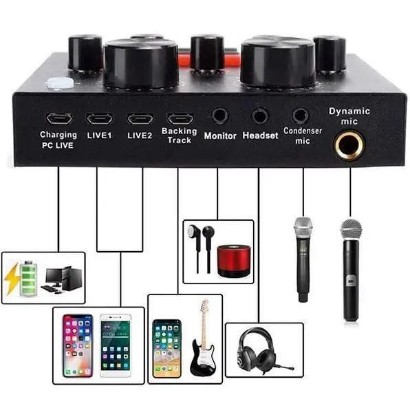 Зовнішня звукова карта V8, аудіоінтерфейс, Bluetooth адаптер Live Sound Card USB-гарнітура для мікрофона