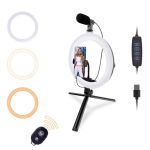 Набір для блогінгу RLM-10 (штатив + кріплення для телефона + мікрофон + кільцевий LED-світло + пульт)