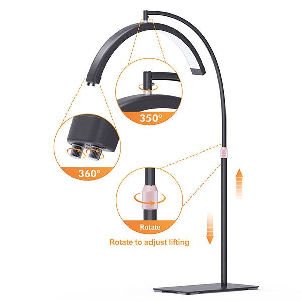 LED безтінова Moon лампа для відеобрезорів вій тату брови освітлення для косметології HD-M12X Censreal чорна