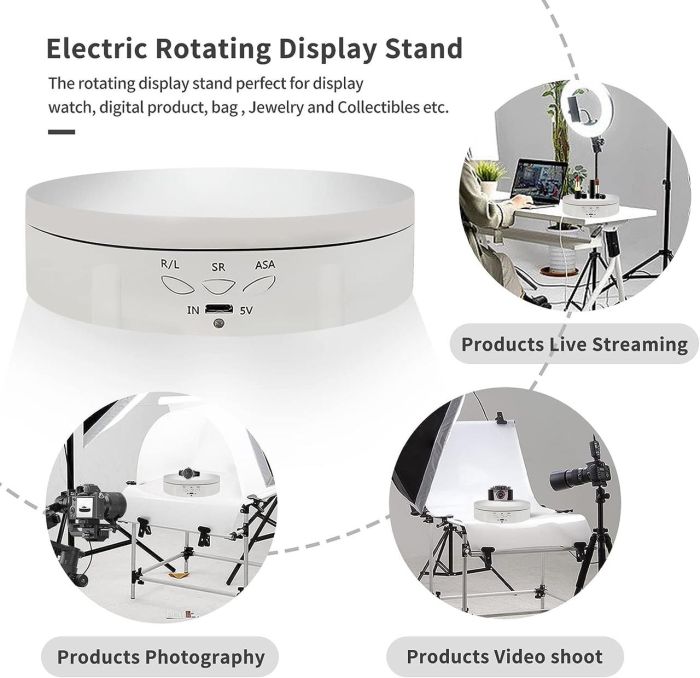 Поворотний, обертовий стіл 2 в 1 для предметного знімання з пультом ДК (2 поверхні 15 см і 22 см), до 10 кг