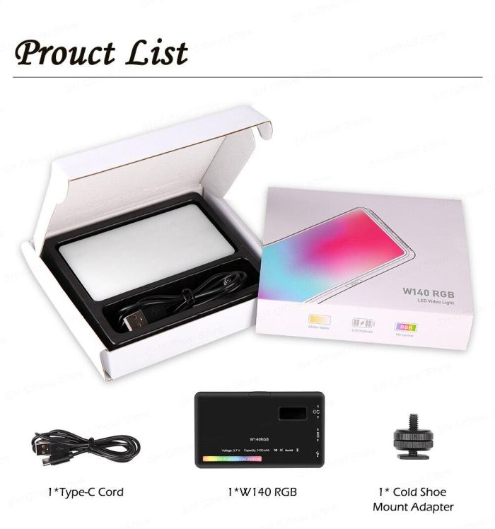 Ультратонкий, портативний RGB LED — освітлювач, відеосвітло Yelangu LW140-RGB з вбудованим акумулятором