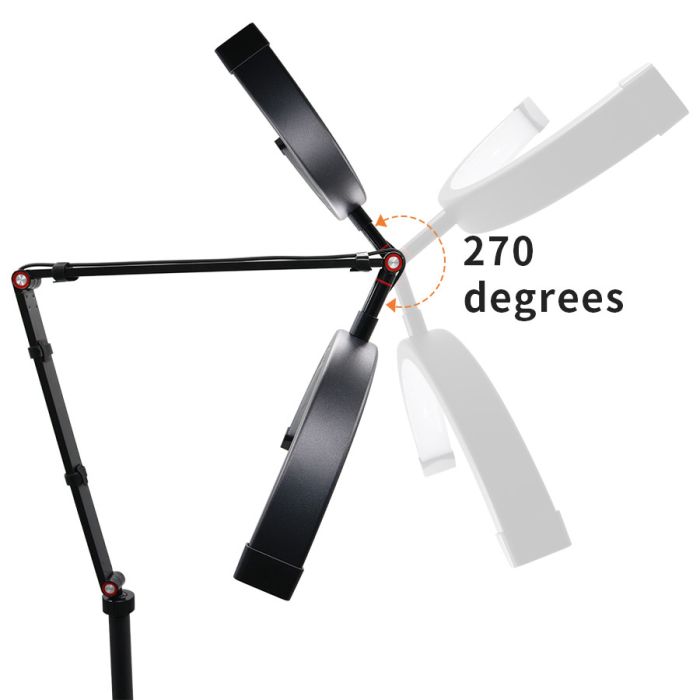 LED безтінова Moon лампа для відеобрезорів, вій, тату, брови — для косметології HD-M2X Censreal — чорна