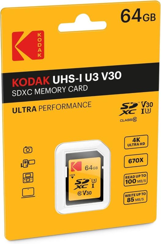 Картка пам'яті Kodak SD 64 GB (U3/V30/A1)