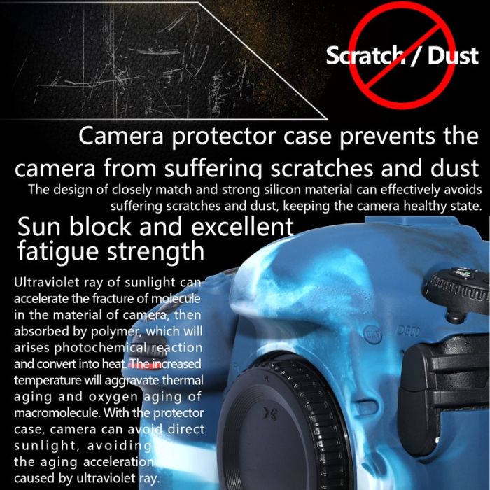 Захисний силіконовий чохол Pixel для фотоапаратів Nikon D500 — камуфляж (океан) (код TBD0603887501D)