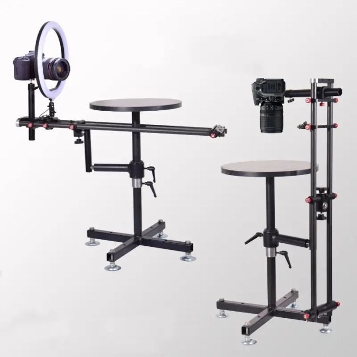 Поворотна, обертова по сфері та 360 платформа стіл із кріпленнями та LED-світлом JingYing-02 (D-40 см до 80 кг