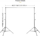 Мобільне встановлення — кріплення фону — тримач фону "фото ворота" з регульованою шириною 2,88 м х 1,2-3,0 м