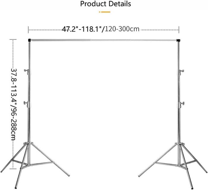 Мобільне встановлення — кріплення фону — тримач фону "фото ворота" з регульованою шириною 2,88 м х 1,2-3,0 м