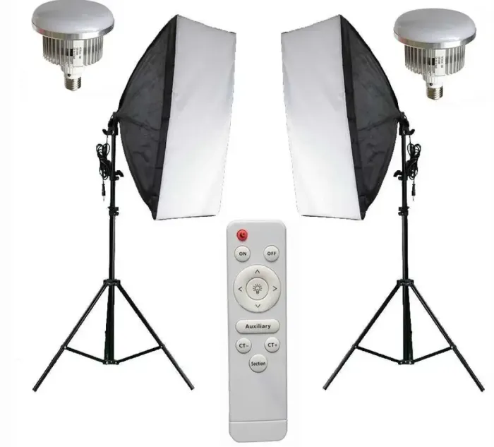 Комплект LED150KIT DUAL (софтбокса 50 x 70 см 2 шт., стійки 2 м — 2 шт., лампа LED 150 ватів — 2 шт., пульт ДК)