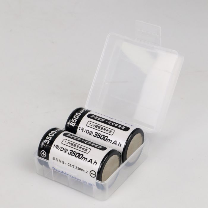 Комплект: акумулятор-батарейка тип D (R20, 373) 1.2В, 3500 mAh від Doublepow — (2 шт.) + пластиковий бокс
