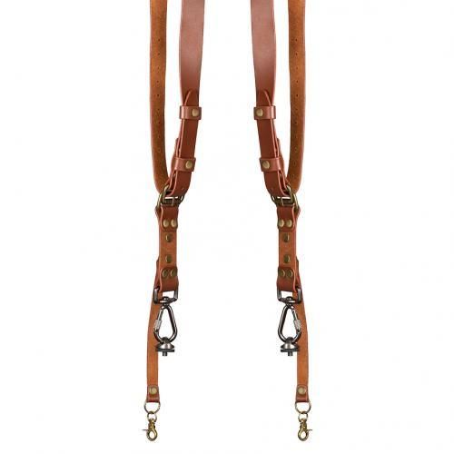 Шкіряна партупея для фотографа — Подвійний розвантажувальний ремінь (розвантаження) — шкіряна — коричнева