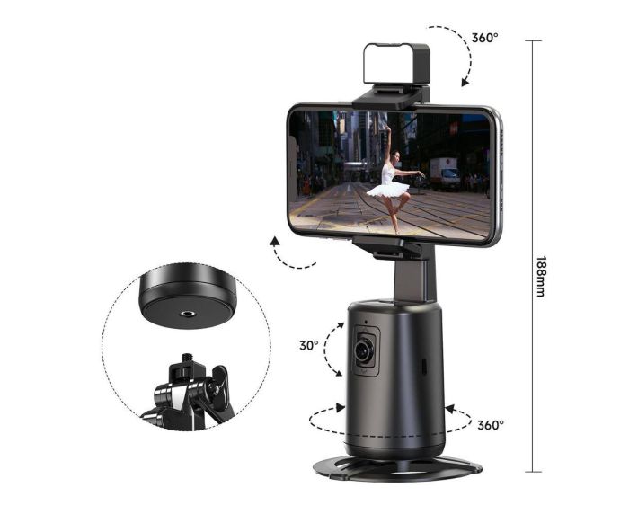 Штативна головка Adyss A200 для екшн камер і смартфонів з автоматичним стеженням за обличчям