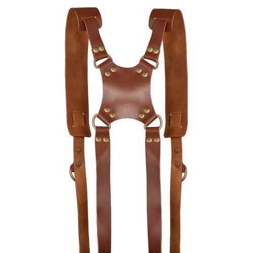 Шкіряна партупея для фотографа — Подвійний розвантажувальний ремінь (розвантаження) — шкіряна — чорна