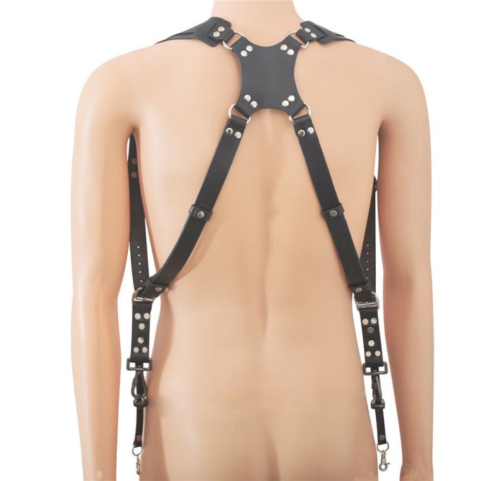 Шкіряна партупея для фотографа — Подвійний розвантажувальний ремінь (розвантаження) — шкіряна — чорна