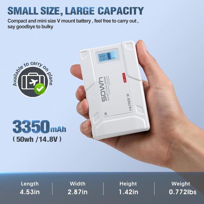 Акумулятор Viltrox Snowpeak BP-V50 V-Mount 50 Wh 3350 mAh 14.8 V (BV-50) (D-TAP) з TYPE-C