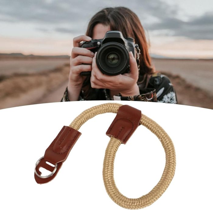 Стильний універсальний пензлевий ремінь (ремішок) — мотузка — для фотоапаратів — бежевий (тип B1)