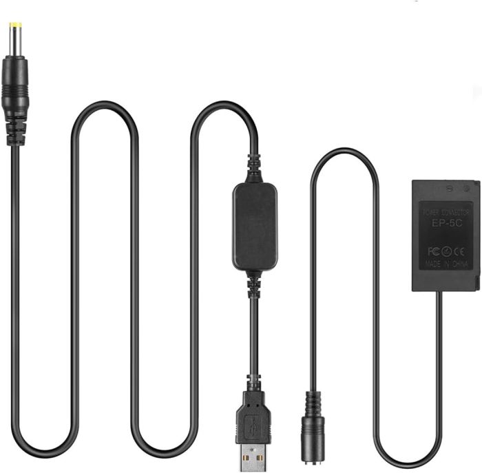 USB-адаптер живлення EP-5C для Nikon 1J1 1J2 1J3 1S1 1AW1 V3 Coolpix A Coolpix P1000 — замість АКБ EN-EL20