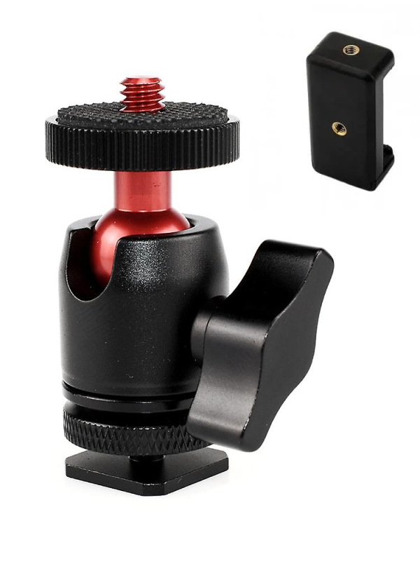Шарнірний гвинт (адаптер) 1/4" із затискним кільцем під гарячий башмак T25-A + тримач для телефона