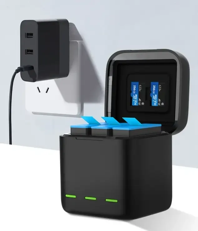 Зарядний пристрій — бокс для зберігання 3 акумуляторів GoPro Hero 9, 10, 11, 12 Telesin (GP-BNC-901)