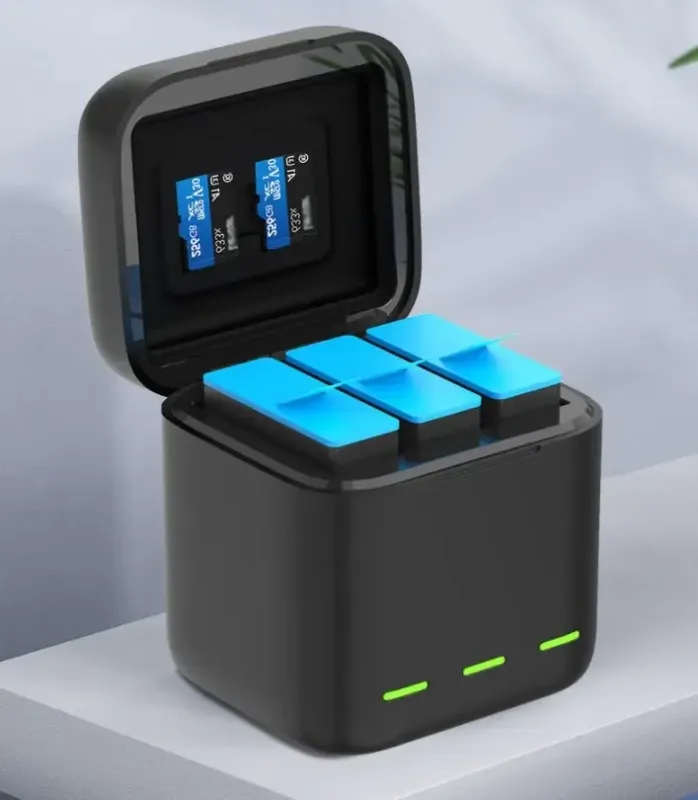 Зарядний пристрій — бокс для зберігання 3 акумуляторів GoPro Hero 9, 10, 11, 12 Telesin (GP-BNC-901)