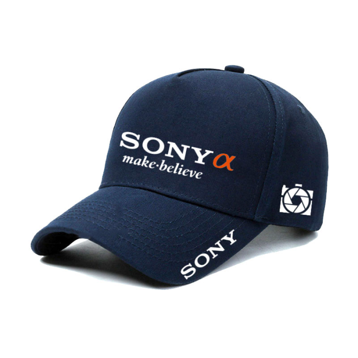 Кепка, бейсболка фотографа з логотипом Sony A — темно-синя