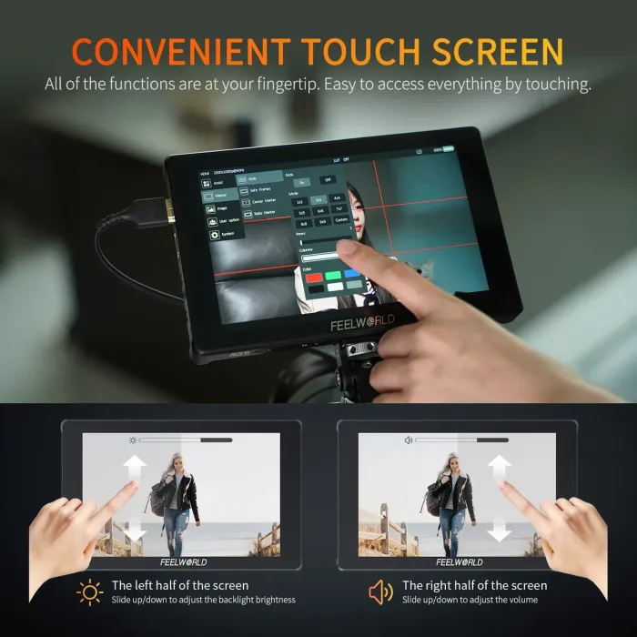 Накамерний монітор, дисплей FeelWorld 7" дюймовий F7 PLUS, 1200 cd/m2, 4K, 3D LUT