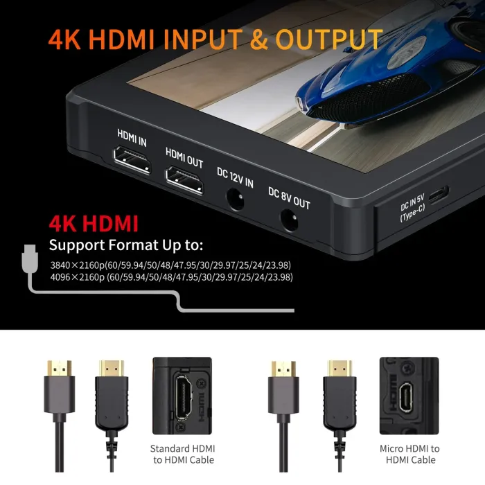 Накамерний монітор, дисплей FeelWorld 7" дюймовий F7 PLUS, 1200 cd/m2, 4K, 3D LUT