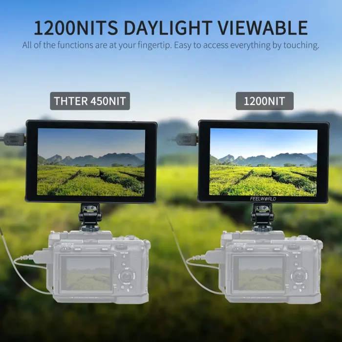 Накамерний монітор, дисплей FeelWorld 7" дюймовий F7 PLUS, 1200 cd/m2, 4K, 3D LUT