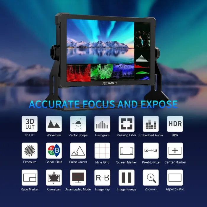 Монітор, дисплей FeelWorld 10.1" дюймовий T10, 500 cd/m2, 4K, 3D LUT