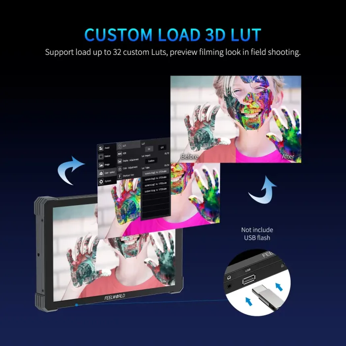 Монітор, дисплей FeelWorld 10.1" дюймовий T10, 500 cd/m2, 4K, 3D LUT