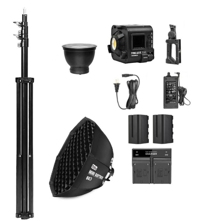 Комплект XXL LED-світло Yongnuo YNLUX100 KIT + стійка 2.8 м + софтбокс 55 см + 2 х NP-F960 + зарядне