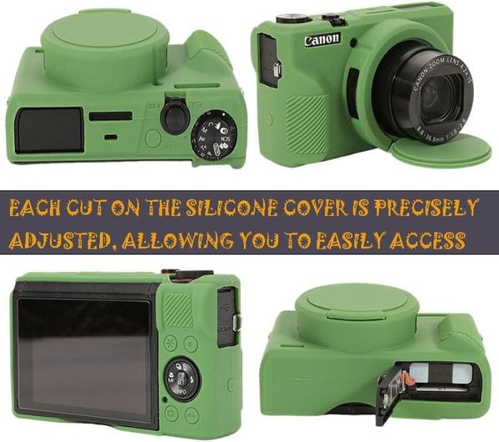 Захисний силіконовий чохол із кришкою для фотоапаратів CANON G7X Mark III — зелений