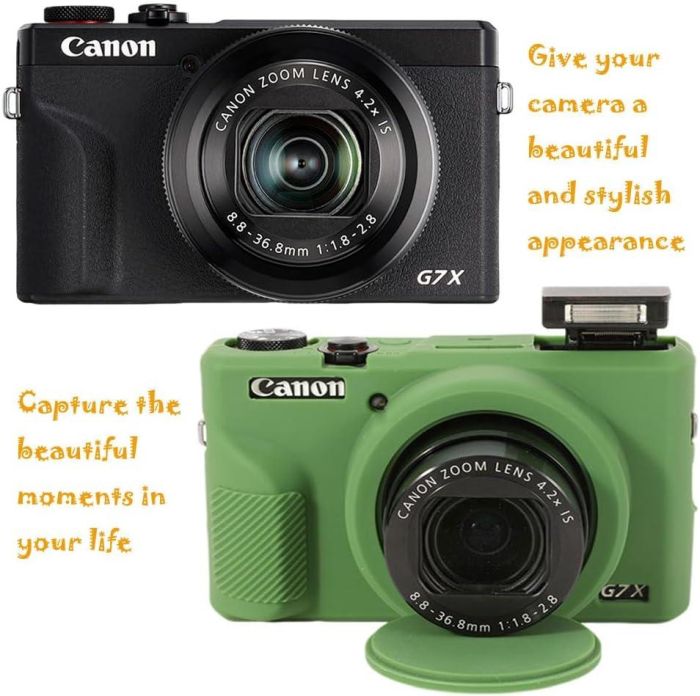 Захисний силіконовий чохол із кришкою для фотоапаратів CANON G7X Mark III — зелений