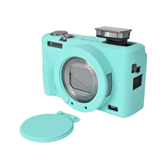 Захисний силіконовий чохол із кришкою для фотоапаратів CANON G7X Mark III — бірюзовий