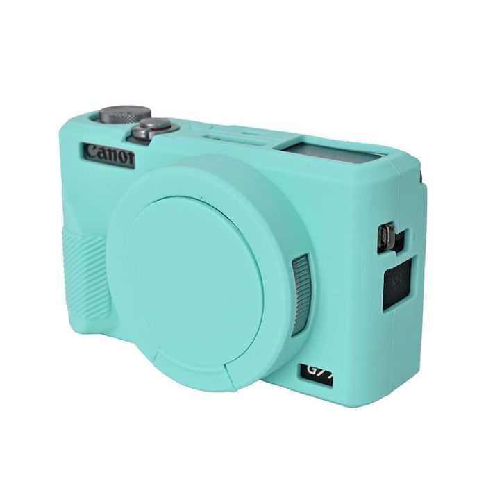 Захисний силіконовий чохол із кришкою для фотоапаратів CANON G7X Mark III — бірюзовий