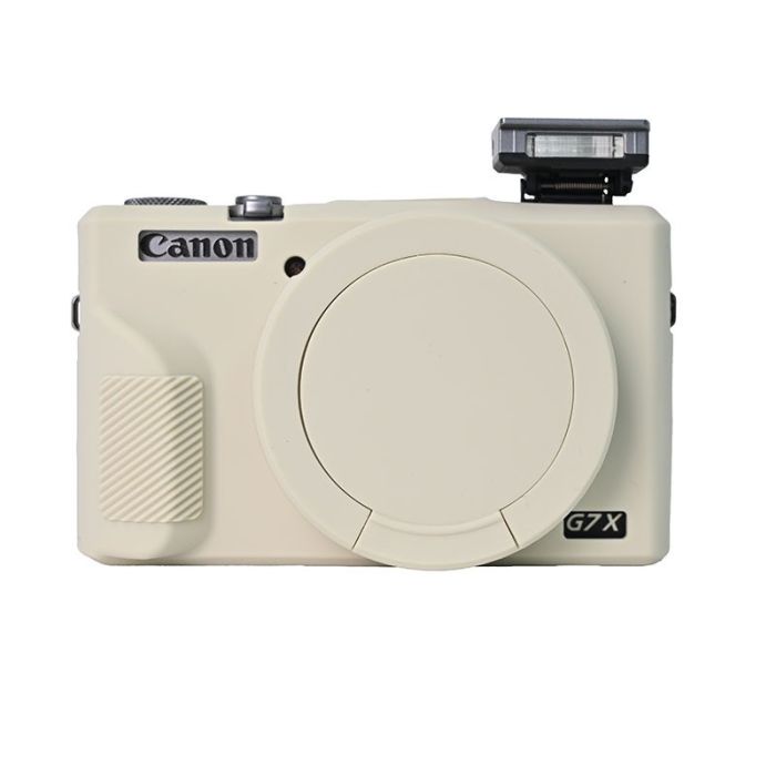 Захисний силіконовий чохол із кришкою для фотоапаратів CANON G7X Mark III — білий