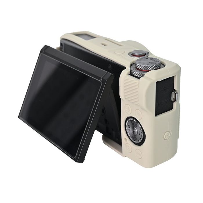 Захисний силіконовий чохол із кришкою для фотоапаратів CANON G7X Mark III — білий