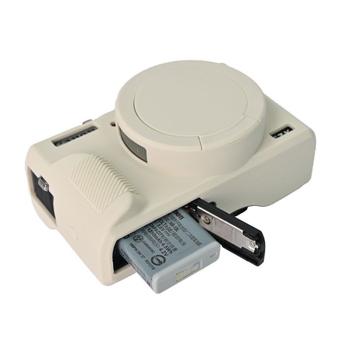 Захисний силіконовий чохол із кришкою для фотоапаратів CANON G7X Mark III — білий