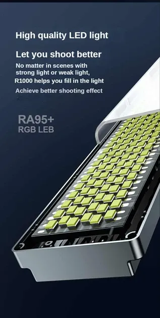 LED — освітлювач, відеосвітло, жзл RGB — R1000 (40 см (204 діоди) 22W 3000-6000K Пульт ДК Чохол)