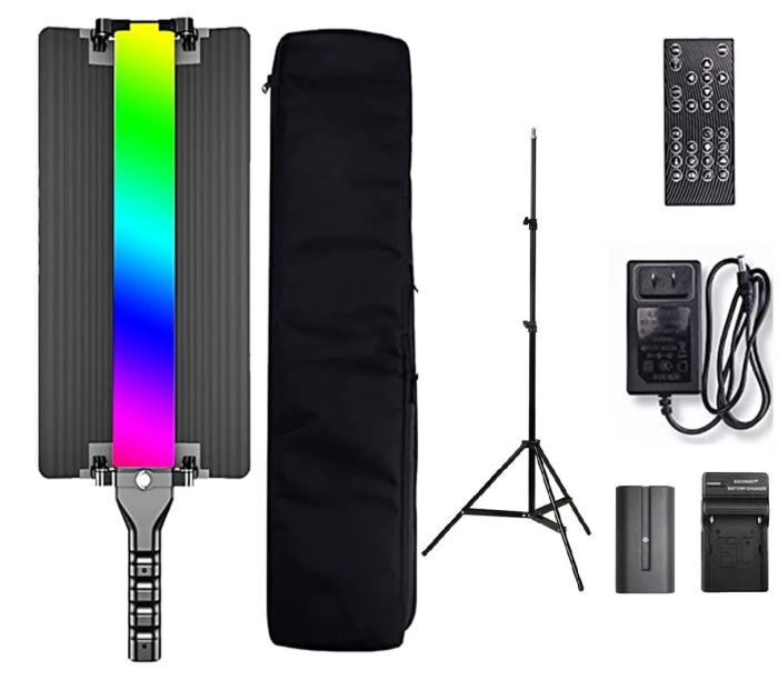 Комплект: "STICK-XL" LED світло-жовт RGB — R1000 (3000-6000K) + акумулятор NP-F550+зарядний пристрій + стійка 2 м.