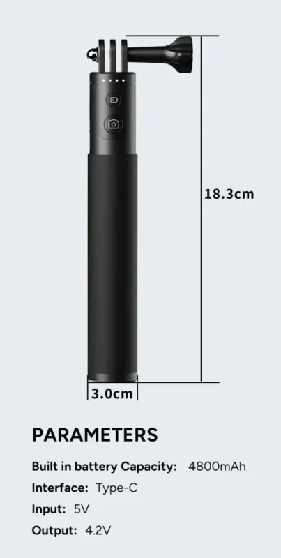 Монопод — тримач — стедикам для екшн камер, телефона з powerbank на 4800 ma від SJCAM сумісний з GoPro