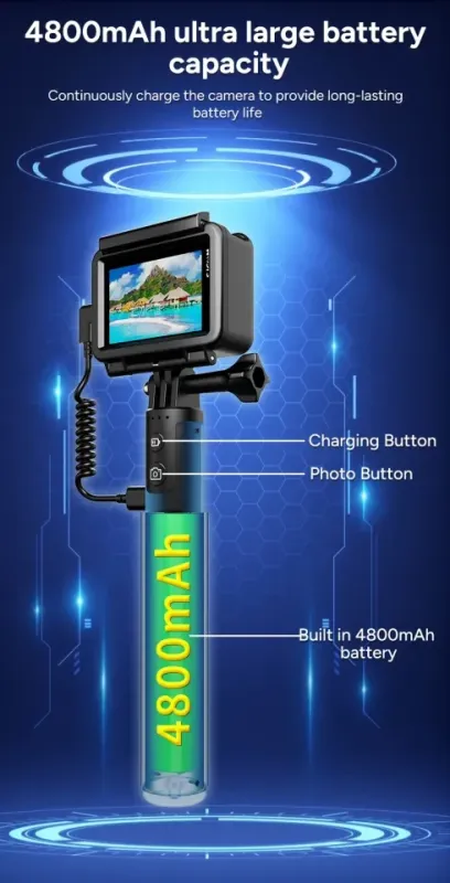 Монопод — тримач — стедикам для екшн камер, телефона з powerbank на 4800 ma від SJCAM сумісний з GoPro