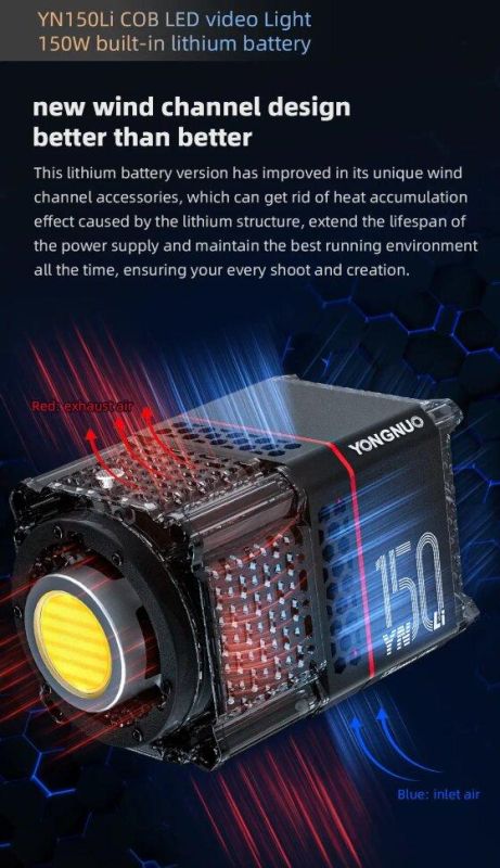 LED-світло, освітлювач, студійне світло Yongnuo YN150Li (2700-6500K) з вбудованим акумулятором на 2500 ma