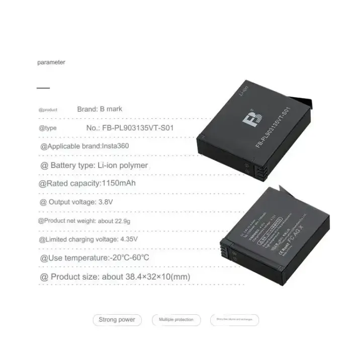 Акумулятор FB-PL903135VT для Insta360 ONE X - 1150 ма
