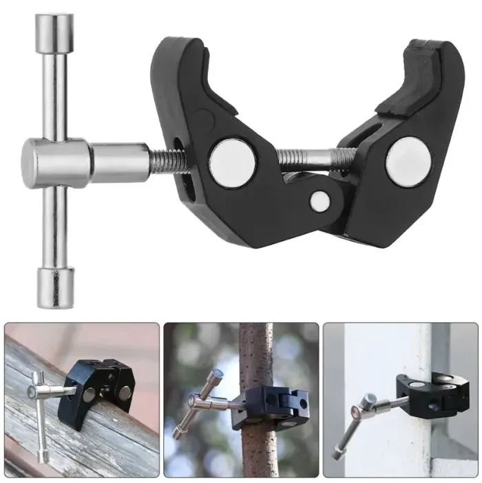 Універсальний затискач клешня краб для фотоаксесуарів 1/4" і 3/8" на штатив/стійку/триногу Super Clamp