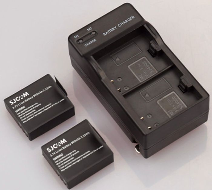 Мережевий зарядний пристрій на 2 акумулятори для SJcam - SJ4000, SJ5000, SJ5000 Wi-Fi, SJ5000X, M10